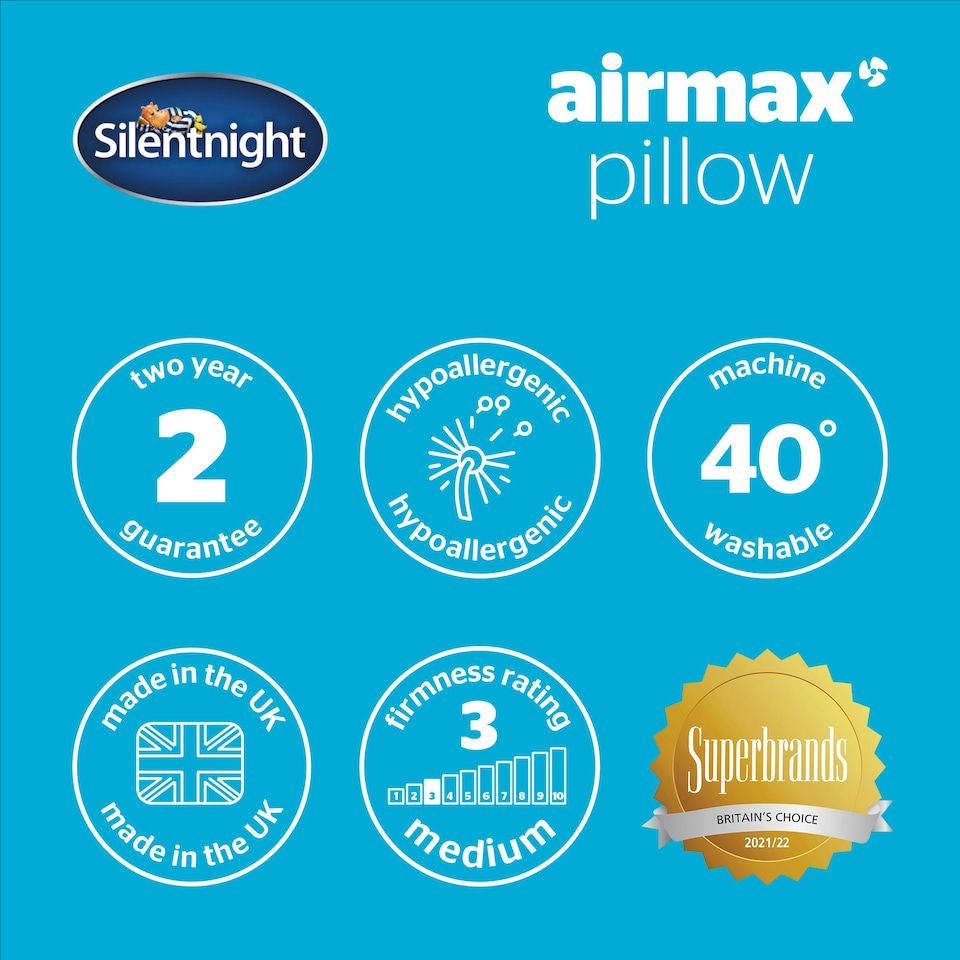 image 1 of Silentnight Airmax Medium Support Pillows, 2 Pack