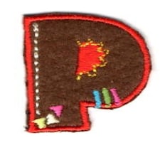 Assorted Colours: Letter P Alphabet Patch Motif for Dressmaking - each