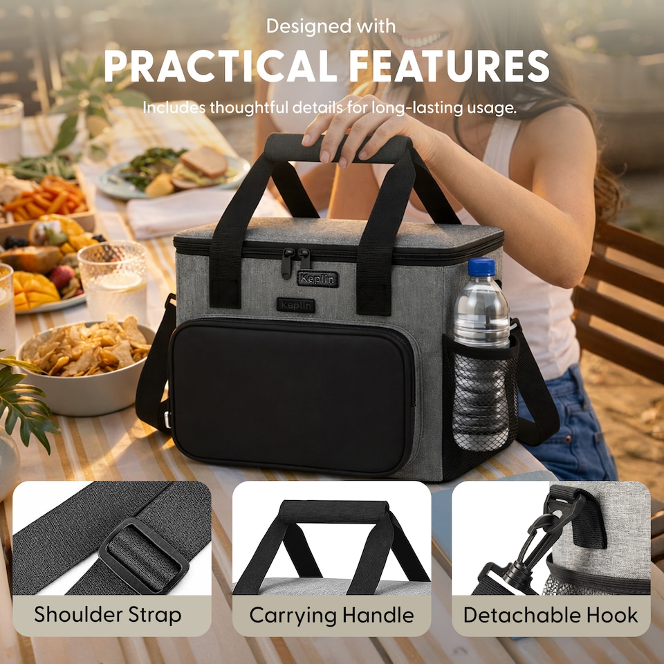 image 1 of Keplin Insulated Cooler Bag with Freezer Block Waterproof and Leak Resistant