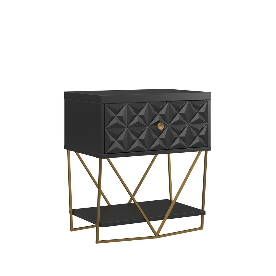 image 1 of Blair Side Table with 1 Drawer Black Black | Black