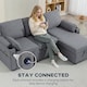image 7 of HOMCOM Corner Sofa Bed, L Shaped Sofa with Storage Chaise, USB Ports | Grey | Grey | 205W x 136.5D x 85H cm