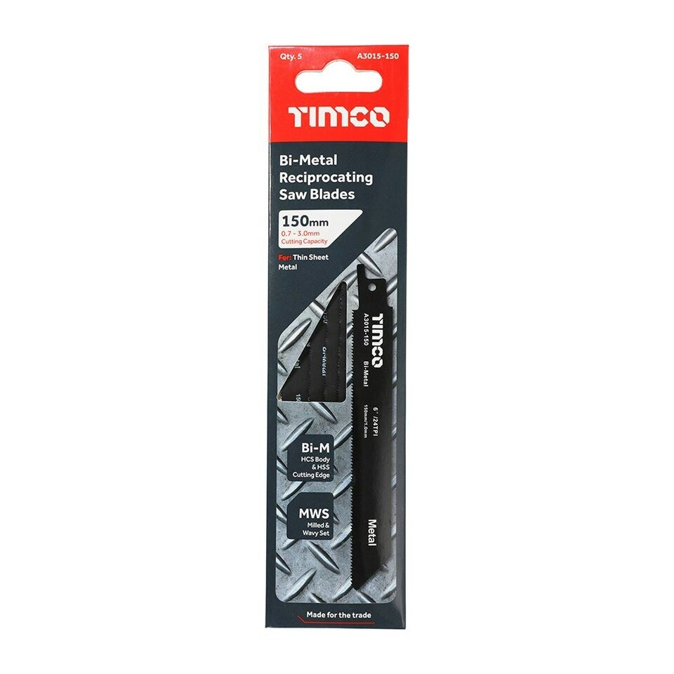 image 1 of Timco - Reciprocating Saw Blades - Metal Cutting - Bi-Metal (Size S922AF - 5 Pieces)
