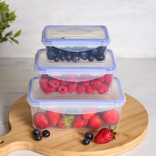 OHS 3 Pack Plastic Food Storage Containers With Lids Lunchbox Set