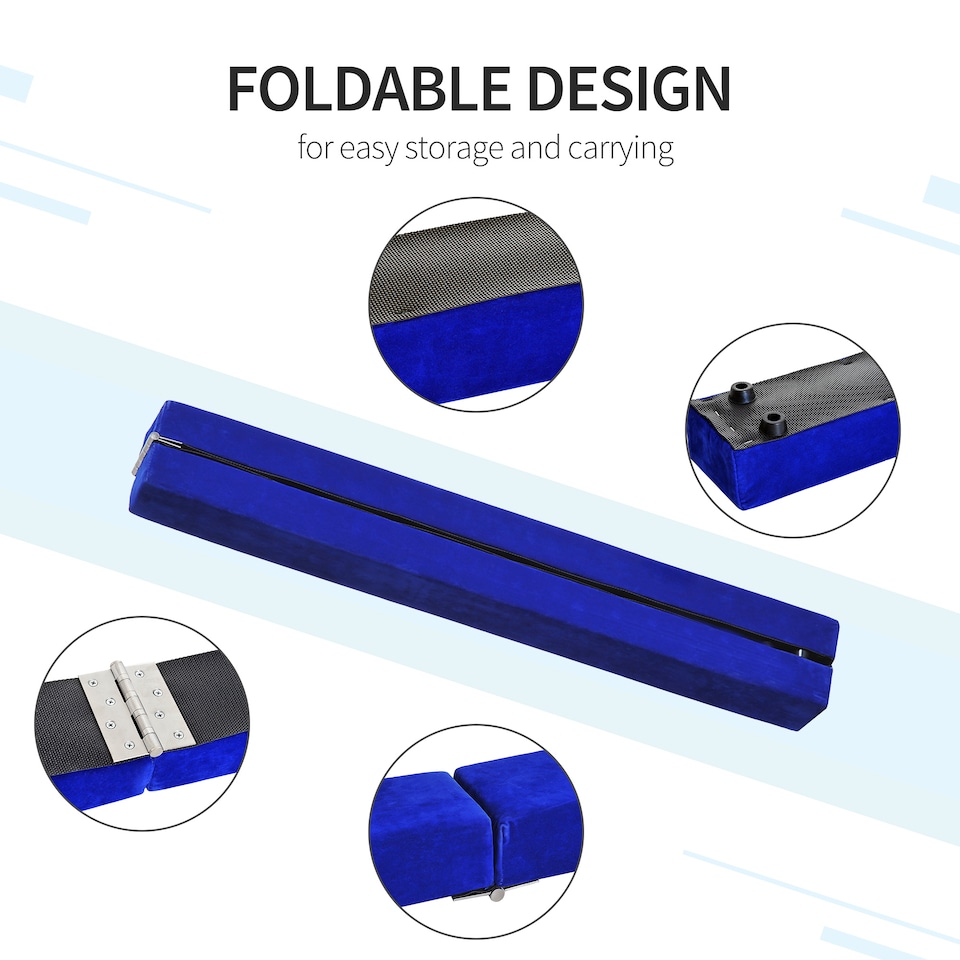 image 1 of HOMCOM 2.1M 7FT Gymnastics Folding Balance Beam Home Gym Training Exercise Sports - Blue | Blue