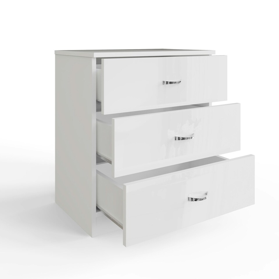 image 1 of FWStyle Chilton 3 Drawer Chest Of Drawers - White Gloss Front