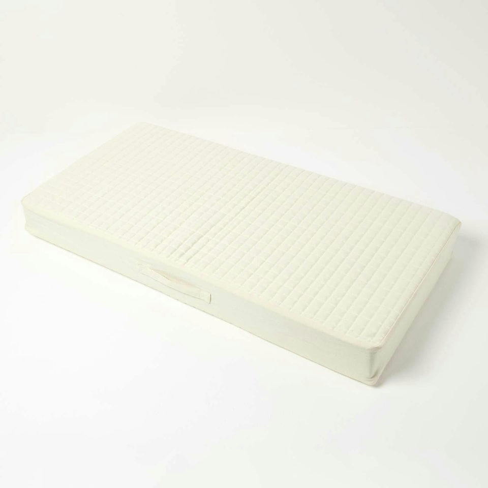 image 1 of Homescapes Cream Cotton Orthopaedic Foam 2 Seater Booster Cushion | Cream | Cream | 100 x 50 x 10 cm