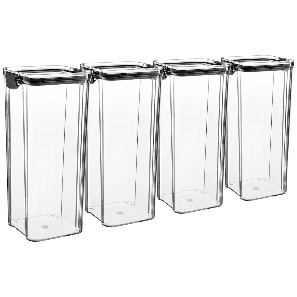 image 1 of Argon Tableware Food Storage Containers - 1.8 Litre - Black - Pack of 4 - Resuable Container Meal Prep Container Tub Tupperware Airtight Lid