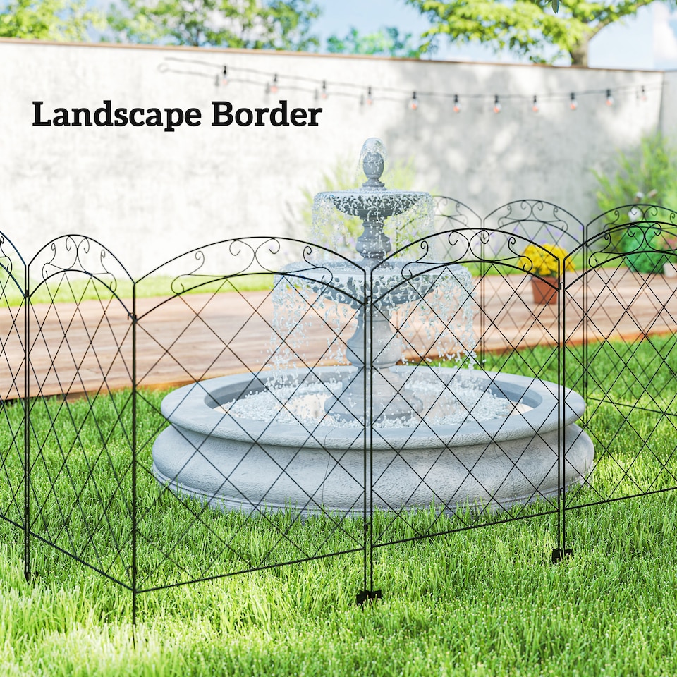 image 1 of Outsunny 4PCs Decorative Garden Fencing 56.3in x 11.5ft Steel Border Edging