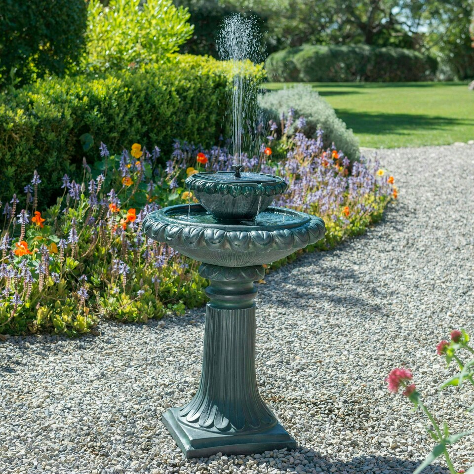 image 1 of Primrose Victoriana Solar Bird Bath Water Feature with Lights