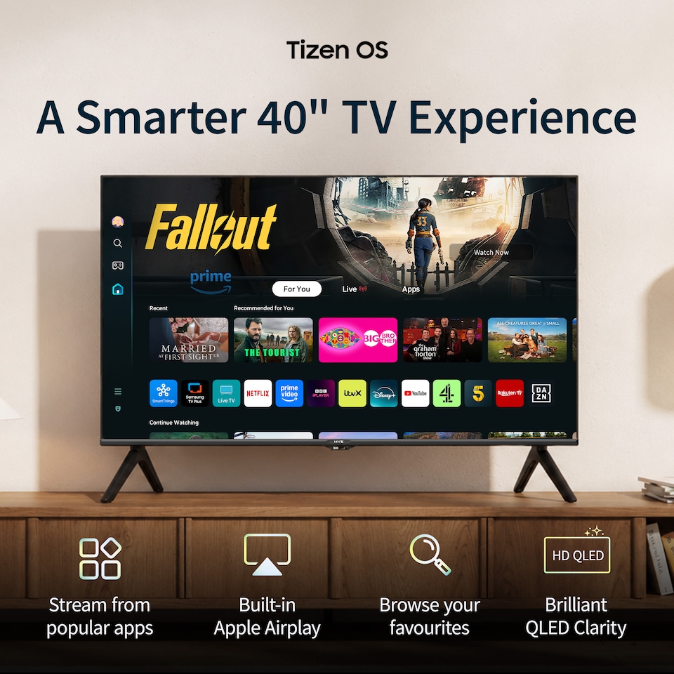 image 1 of HYE 40" Inch QLED 2K Tizen OS WiFi Frameless Smart TV - 40QLEDS1008