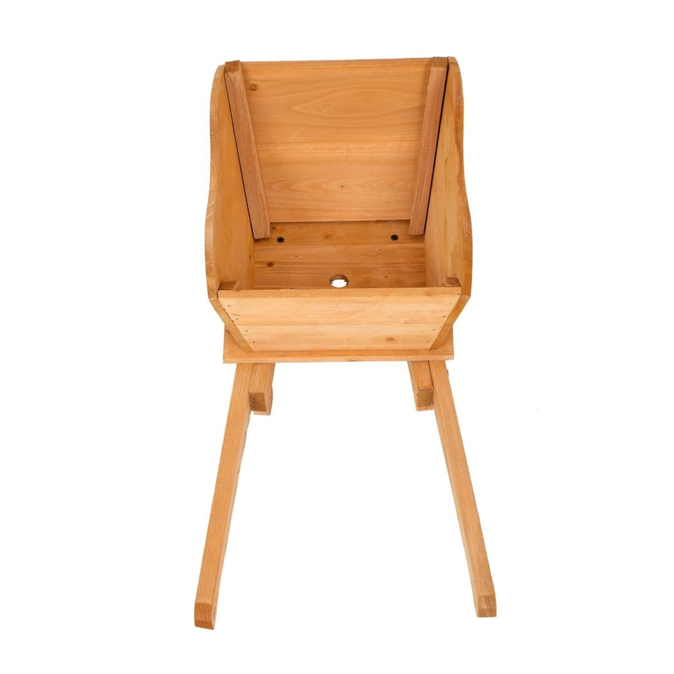 image 1 of Garden Wooden Wheelbarrow Flower Planter Ornamental Plant Pot | Brown