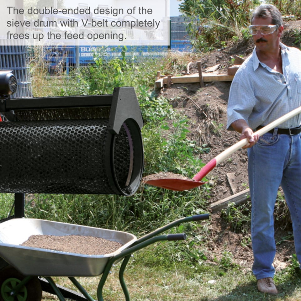 image 1 of Scheppach RS400 Rotating Soil Sieve, Adjustable Drum, Soil & Compost Screener