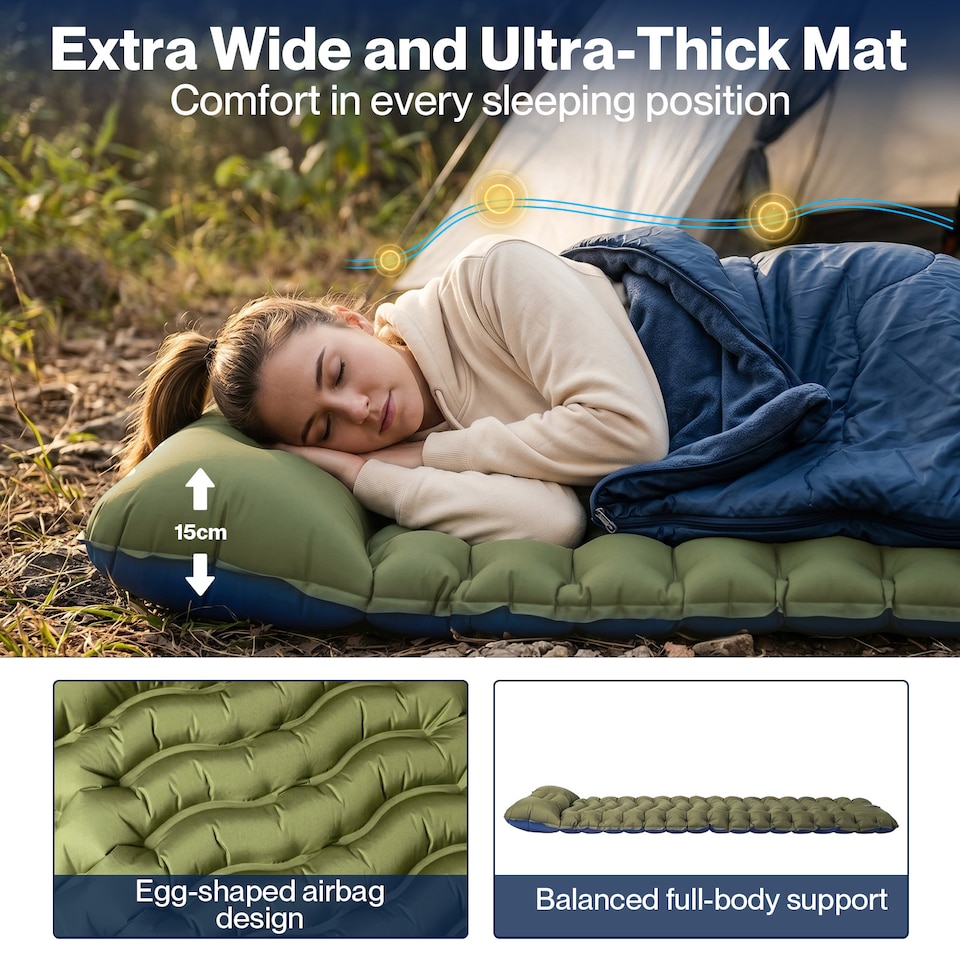 image 1 of Mountview Camping Sleeping Pad Ultralight Inflatable Mat Built In Pump Packable