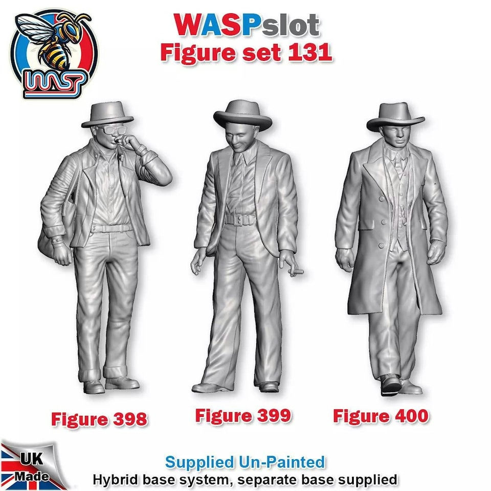 image 1 of Trackside Unpainted Figures Spectator Gentlemen x 3 Scenery Set 131 1:32 Wasp