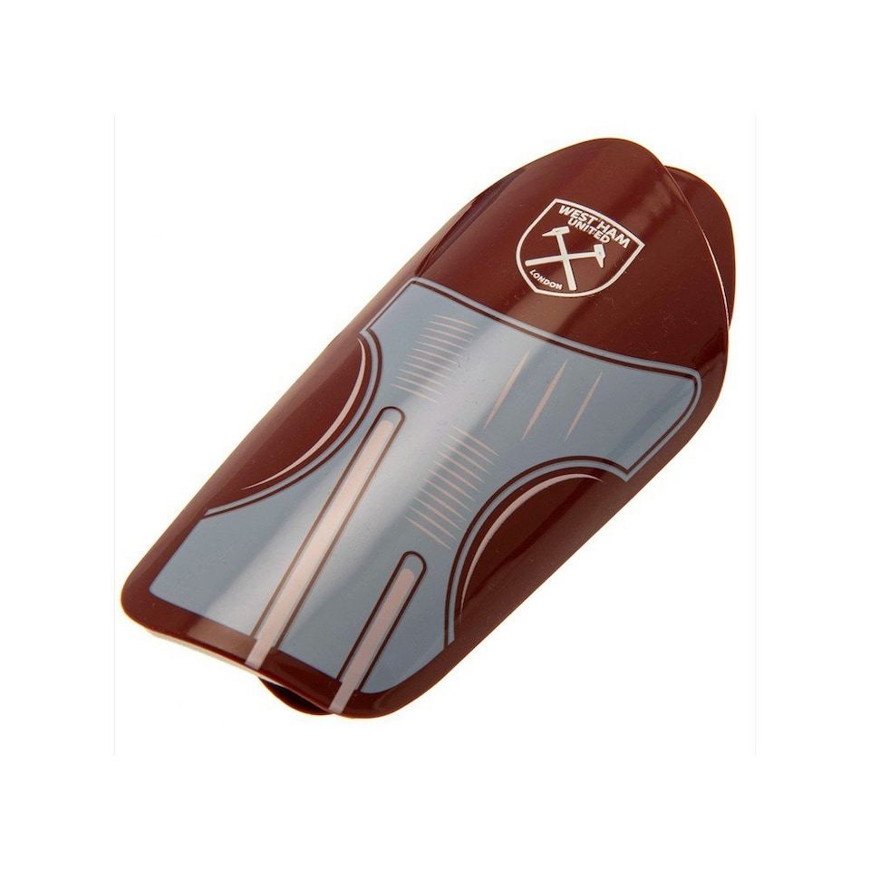 image 1 of West Ham United FC Childrens/Kids Crest Slip-In Shin Guards - Claret Red/Sky Blue - 7-9 Years