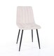 image 5 of Pair of Aspen Cord Fabric Straight Stitch Compact Dining Chairs with Black Tapered Metal Legs | Silver | Natural | 1