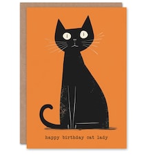 Cat Lover Lady Mid Century Modern Pet Orange Her Birthday Card