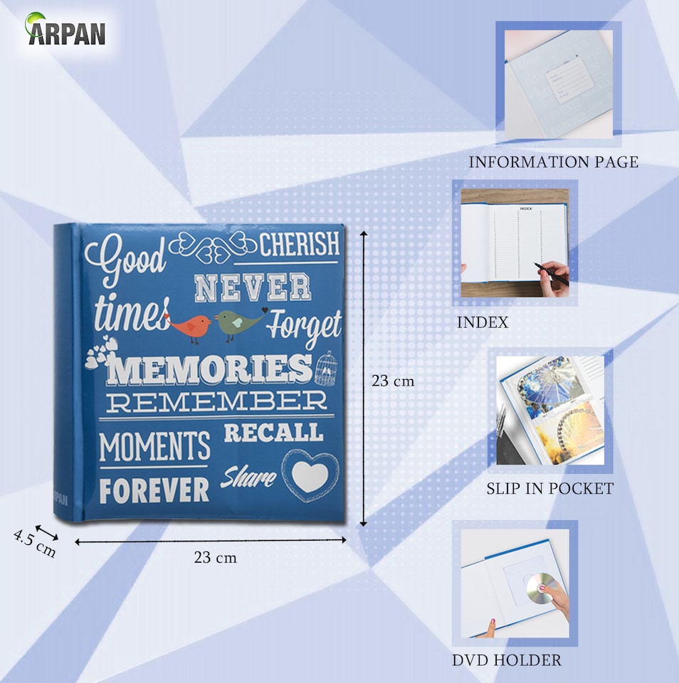 image 1 of ARPAN Photo Album for 200 Photos 6x4" (10x15cm) – Slip In Memo Album with Writing Space & Index Pages – Picture Storage Album for Family, Wedding & Travel Memories