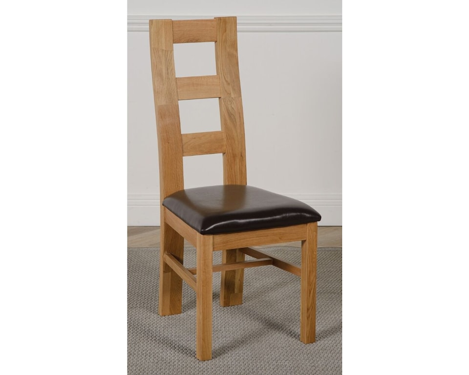 image 1 of Kuba 150 x 85 cm Chunky Medium Oak Dining Table and 6 Yale Chairs | Brown | Brown