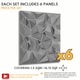 image 2 of NOVECRAFTO Diamond Effect 3D Wall Panels – 6 Sheets Covering 1.5 sqm (16.15 sqft) – Matte Interior PVC Cladding Tiles – 19.6"x19.6" Diamond Design Silver Grey