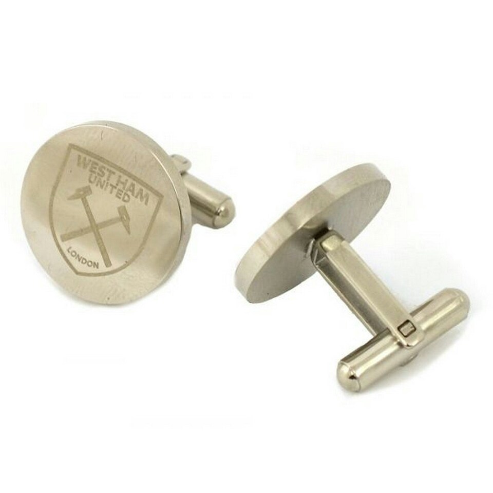 image 1 of West Ham United FC Crest Stainless Steel Round Cufflinks - Silver - One Size