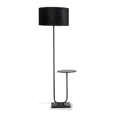 ValueLights Tavel Matte Black Floor Lamp with Large Black Shade | Black