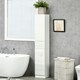 image 2 of kleankin High Gloss Tall Bathroom Cabinet with Adjustable Shelves White