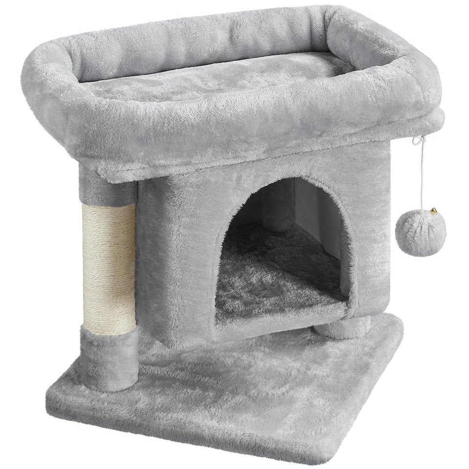 image 1 of Yaheetech 50 cm 2-Level Cat Tree with Condo Light Grey