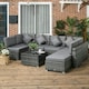 image 2 of Outsunny 8 Pieces Patio Rattan Sofa Set Outdoor Garden Furniture Set Grey