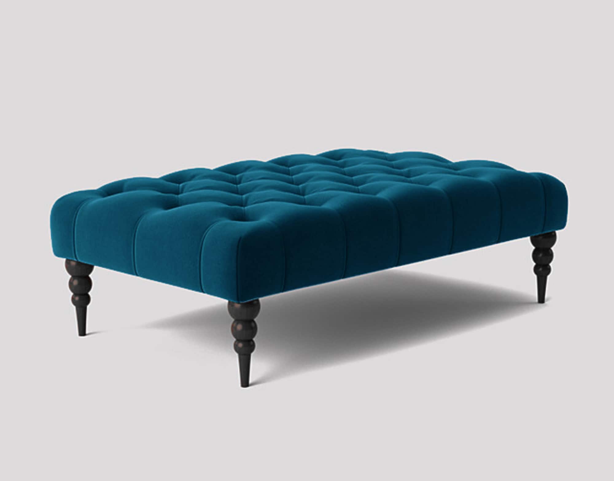 Alyana 150cm Rectangle Ottoman Bench with Wooden Legs- Emerald Green Plush Velvet Chesterfield Upholstered Footstool