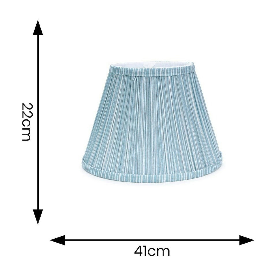 image 1 of ValueLights Laurenne Tapered Blue Pinstripe Fabric Pleated Easy Fit Large Lamp Shade