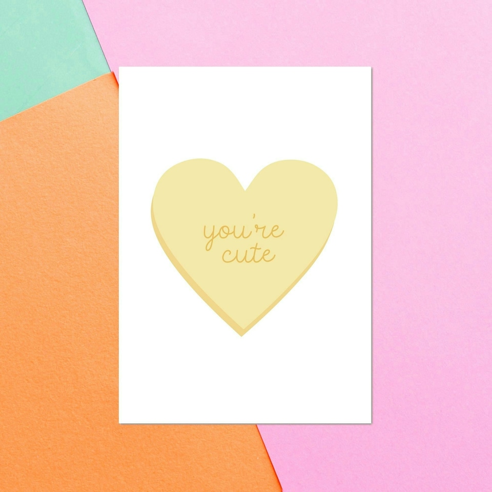 You're Cute Pastel Heart Greetings Card
