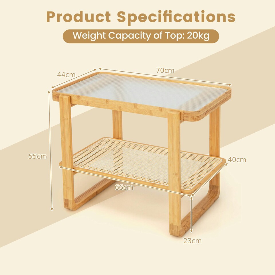 image 1 of COSTWAY Side Table Tempered Glass Top Sofa End Table Yellow