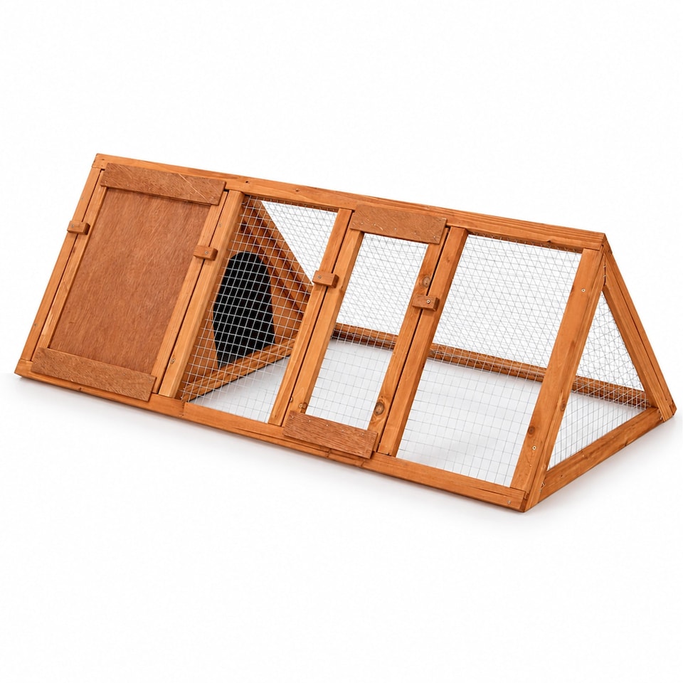 image 1 of Wooden Outdoor Triangle Rabbit Guinea Pig Pet Hutch Run Cage