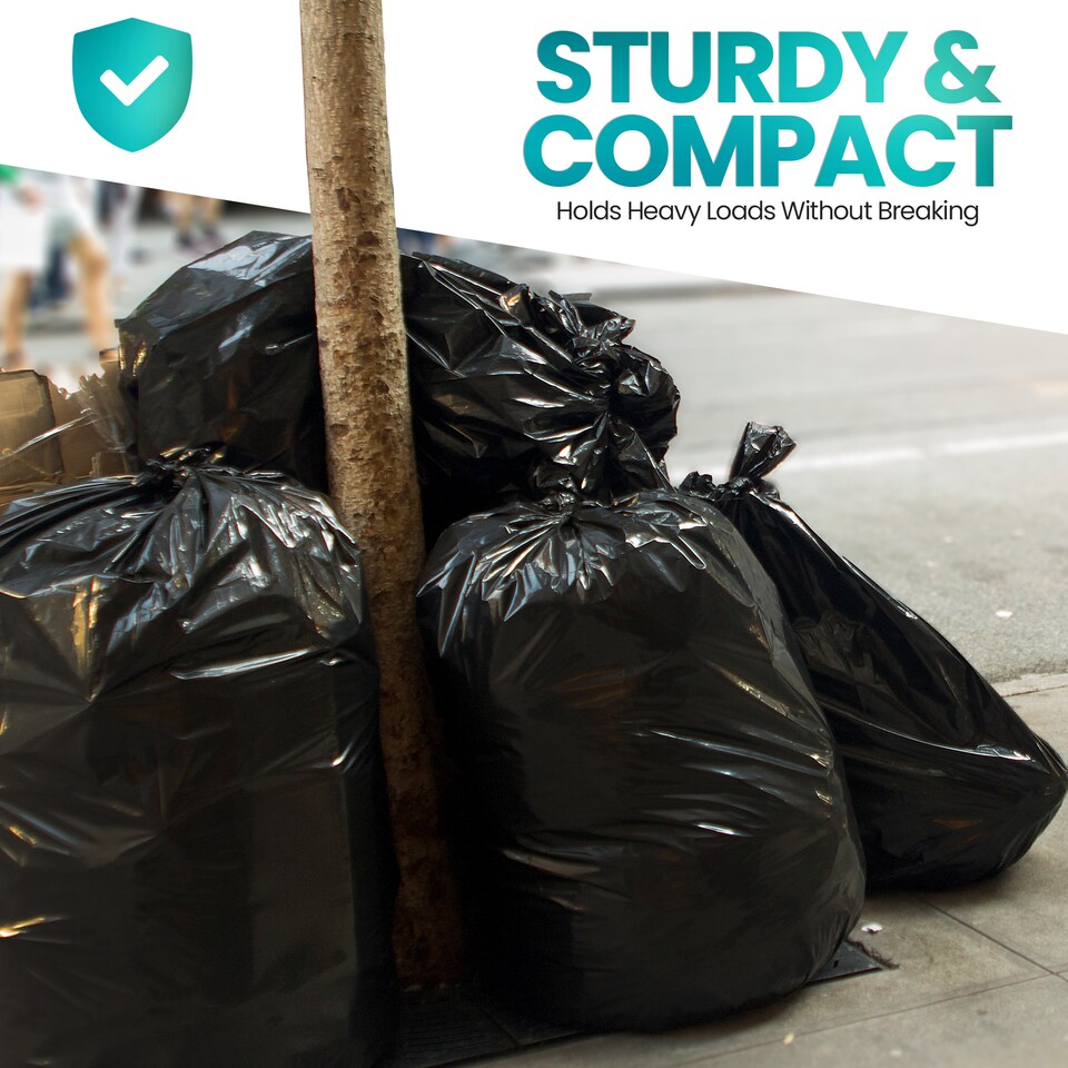 image 1 of 90L Capacity Black Bin Liners, Garden Bin Bags - 60cm x 90cm, 50pcs