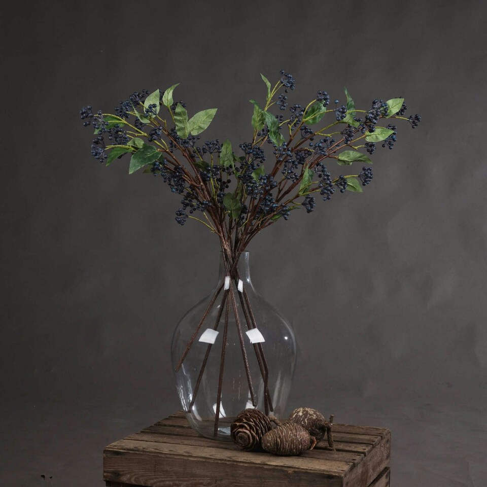 image 1 of Hill Interiors Artificial Faux Viburnum Berry Spray - Blue/Green/Brown - 80cm