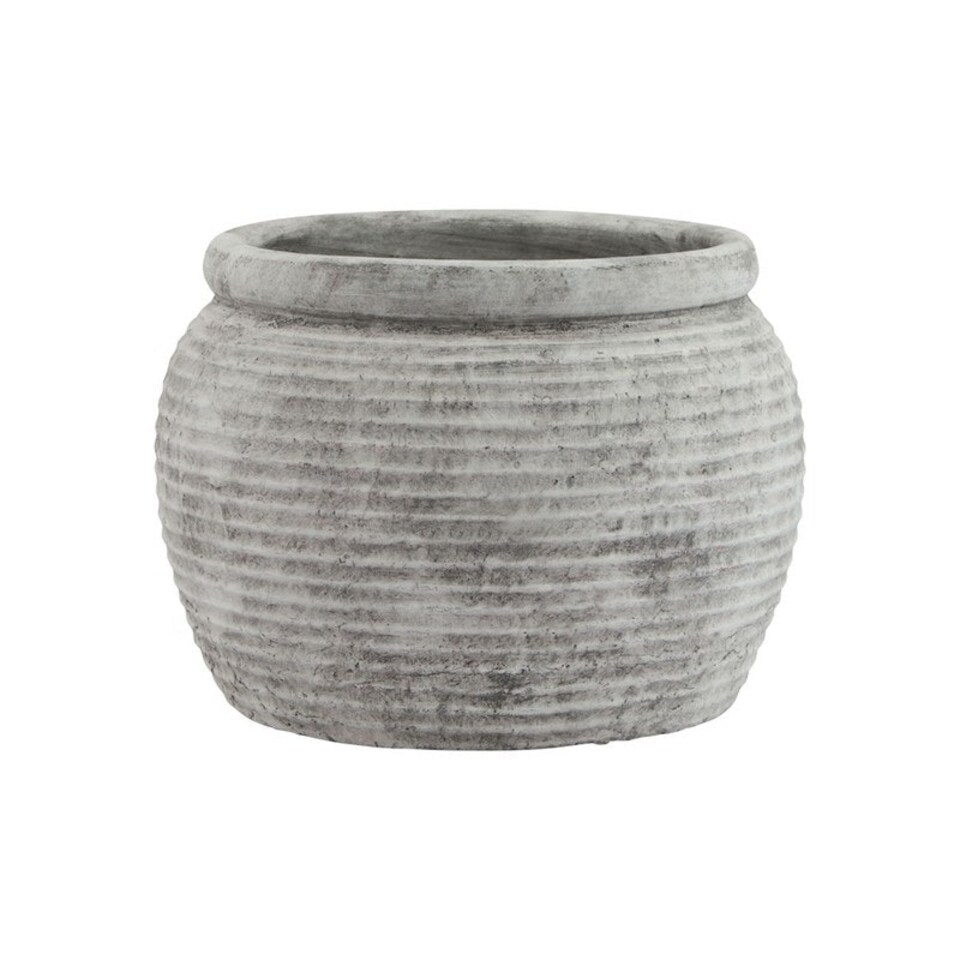 image 1 of Athena Rimmed Plant Pot - Ceramic - L28 x W28 x H20 cm - White White