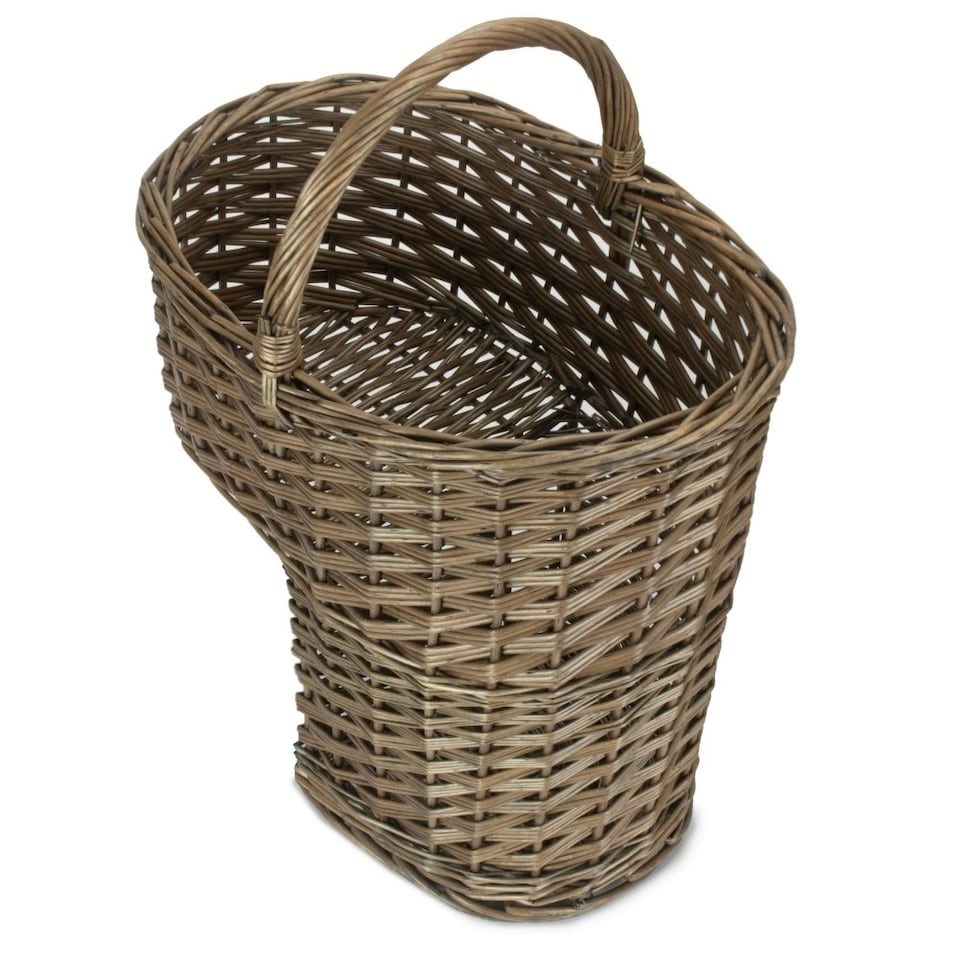 image 1 of Antique Wash Finished Stair Basket | Grey | Grey