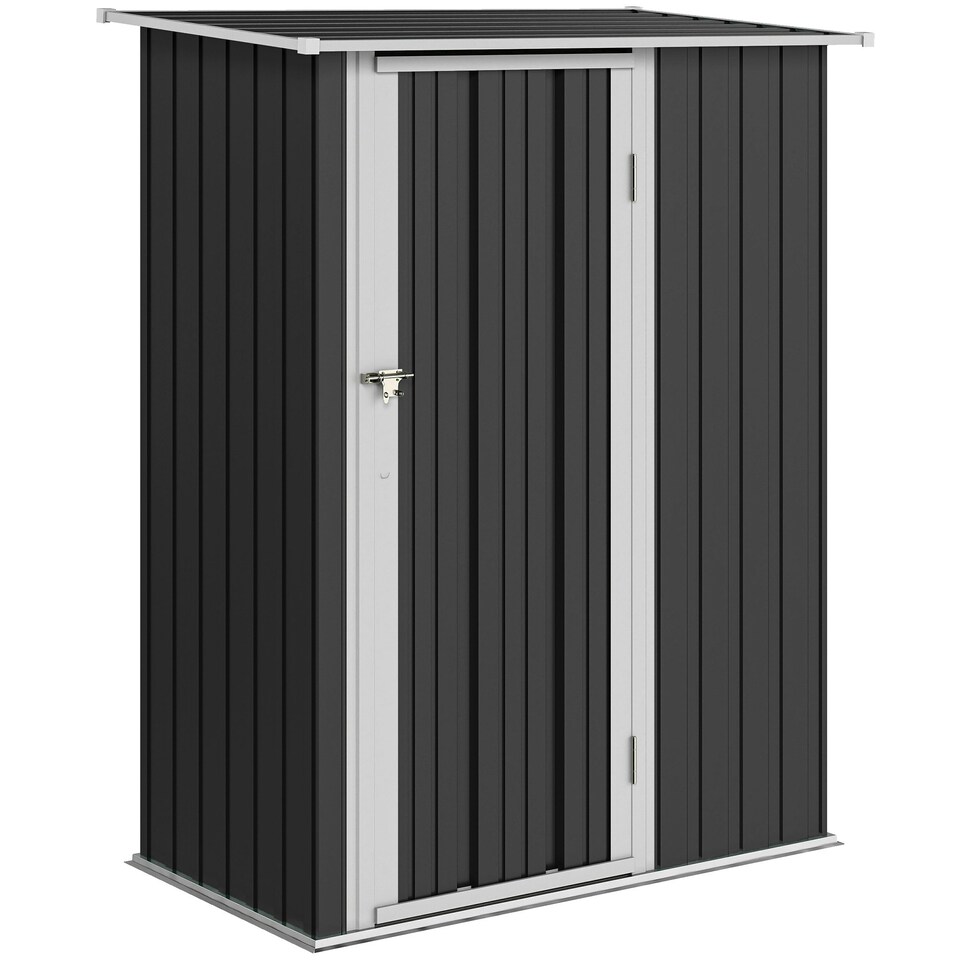 image 1 of Outsunny Outdoor Storage Shed Steel Garden Shed w/ Lockable Door Dark Grey