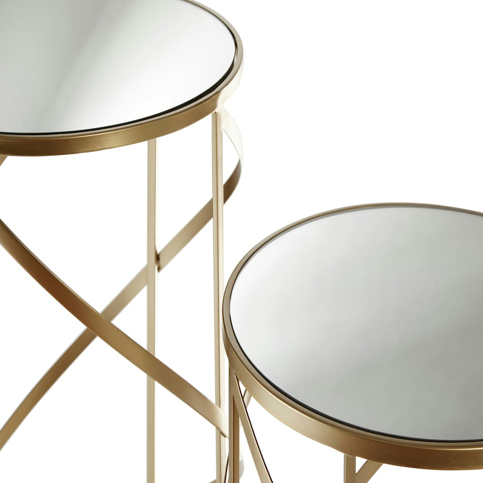 image 1 of Set Of 2 Avantis Swirl Frame Tables Gold