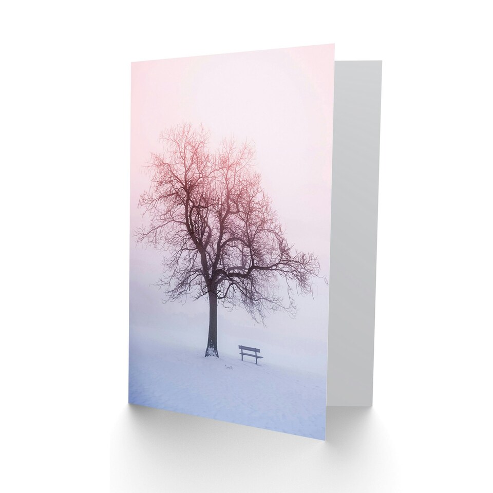 image 1 of Landscape Winter Tree Branches Snow Sunrise Art Card