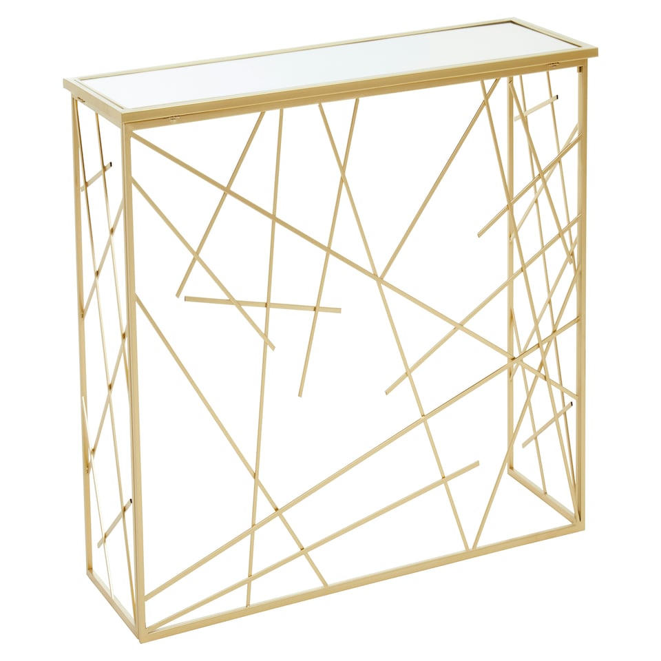 image 1 of Interiors By Premier Sleek Champagne Gold Finish Console Table With Mirror Top, Sturdy  Hallway Table, Decorative Surface Table Gold