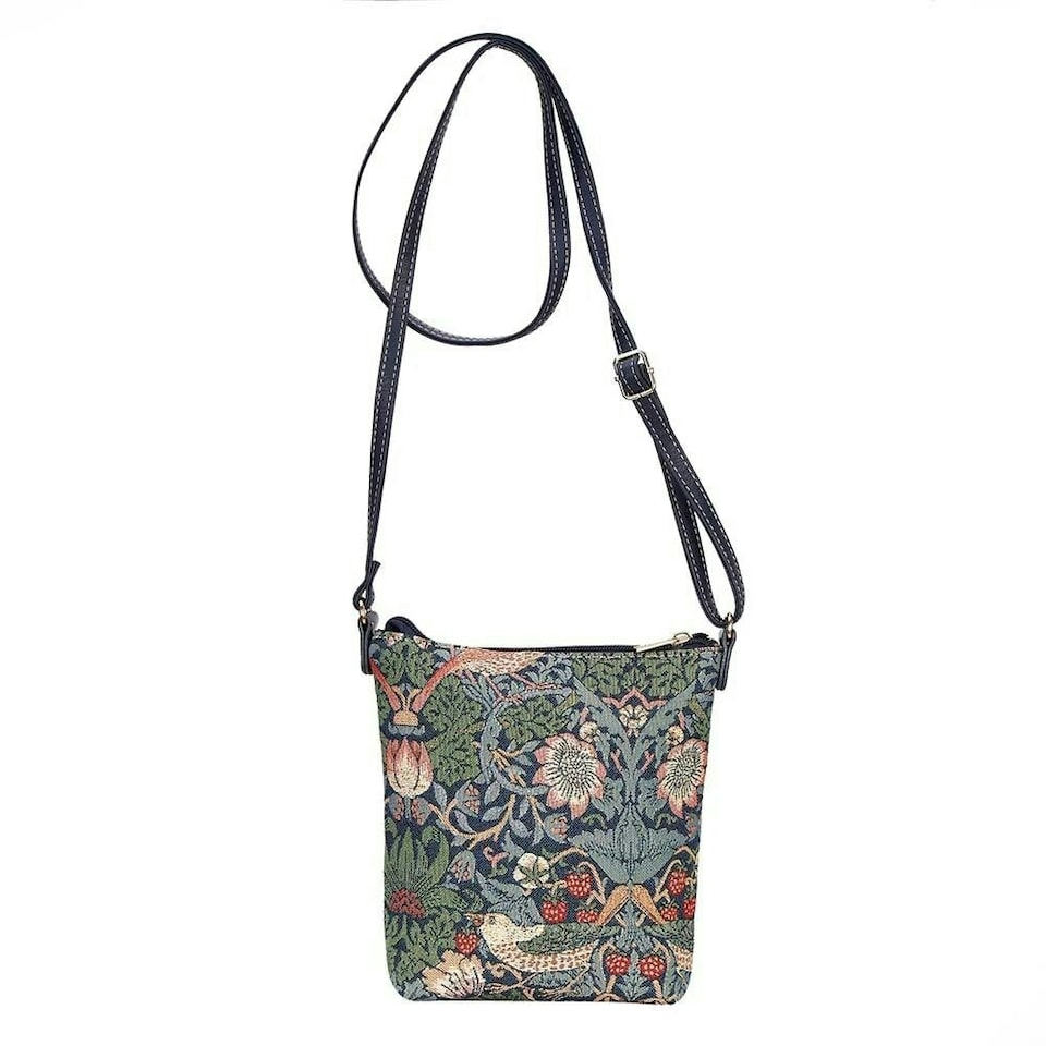image 1 of Signare Sling Body Bag William Morris Strawberry Thief Blue | Blue