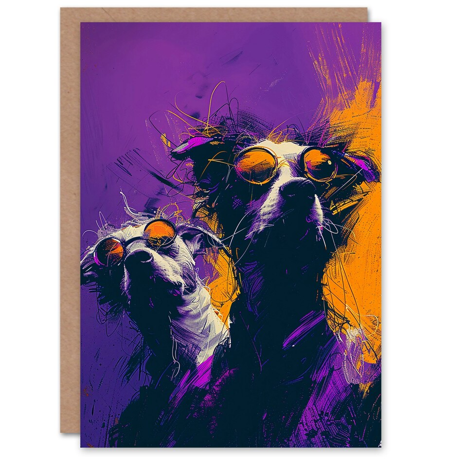 image 1 of Reservoir Dogs Lover Purple Orange Sunglasses Portrait Man Him Birthday Card