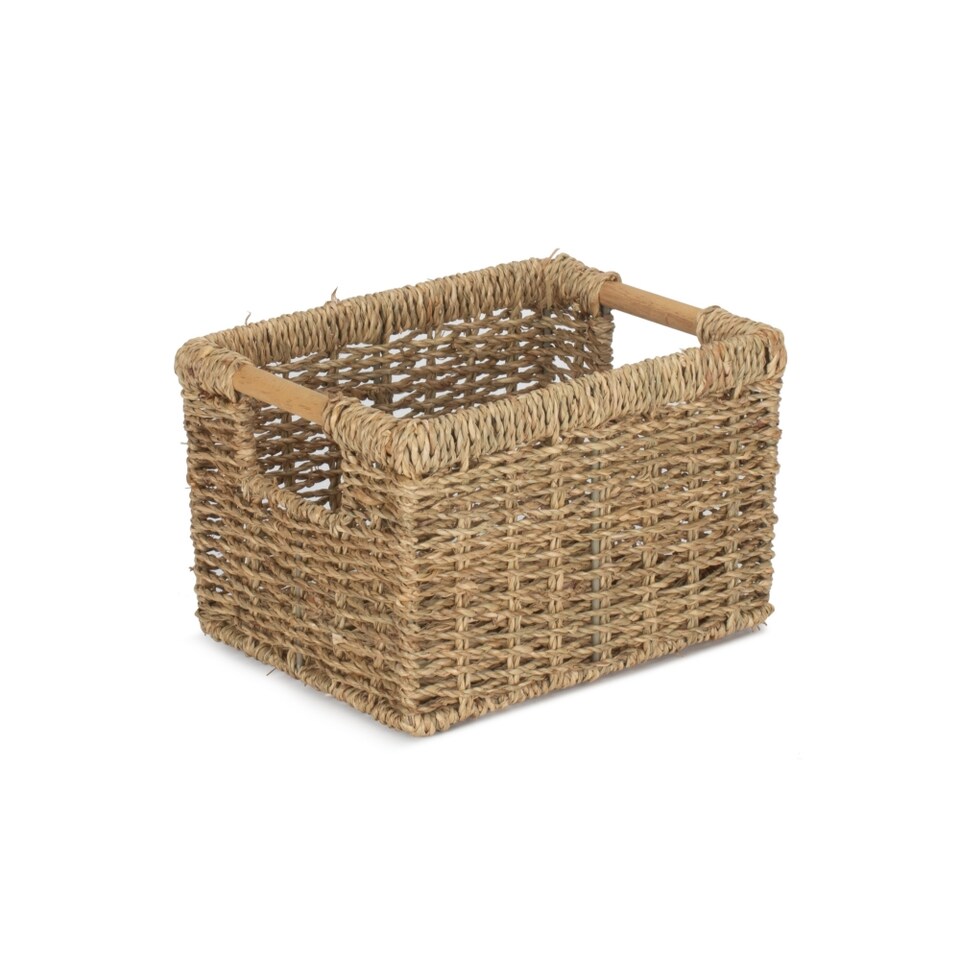 image 1 of Small Nordic Seagrass Storage Basket | Green | Green