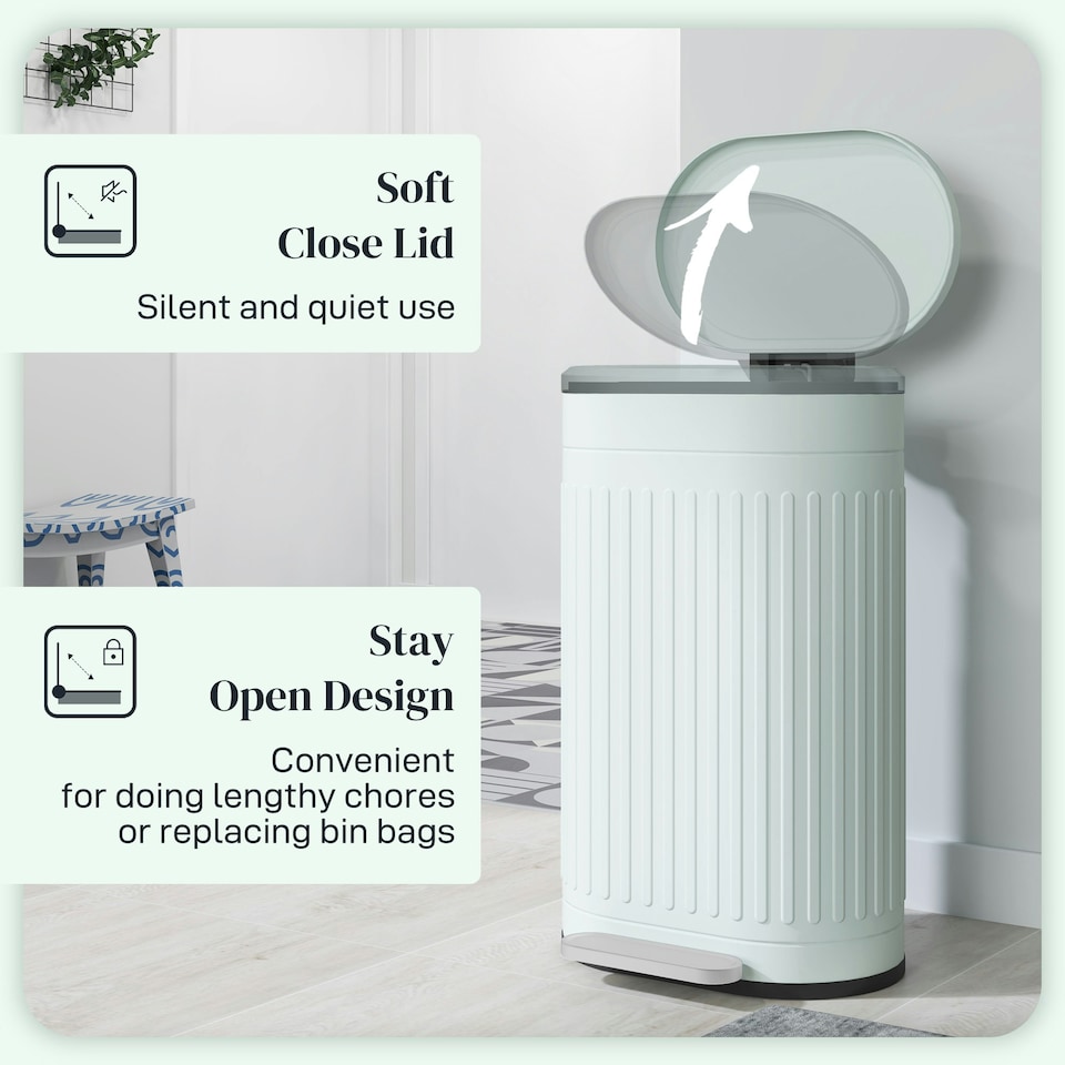 image 1 of HOMCOM Pedal Bin, Metal Kitchen Bin with Soft-close Lid Grey | 20L