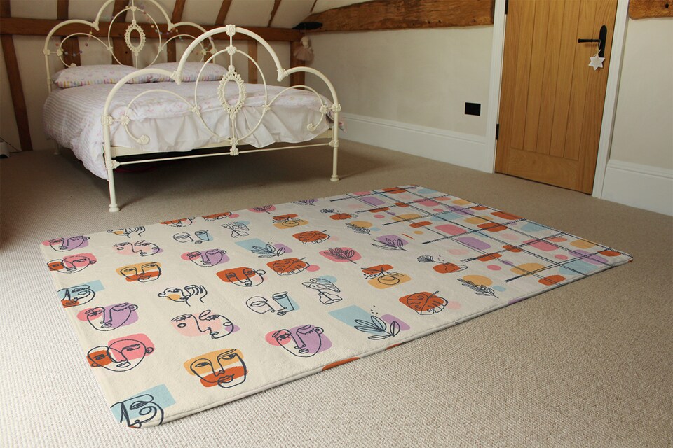 image 1 of Leaves And Flowers, Abstract Shapes Designer Rug | Multi