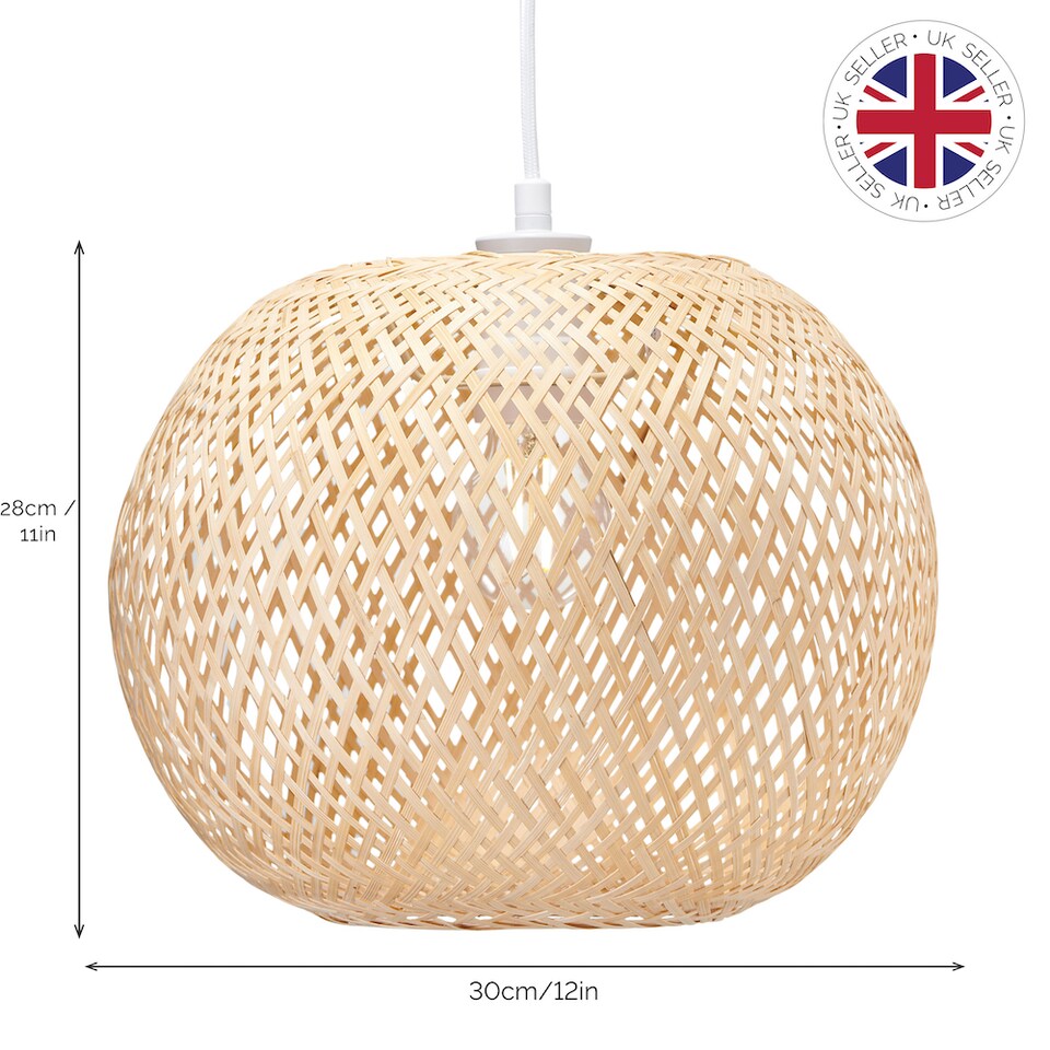 image 1 of Modern Spherical Cage Design Bamboo Strapping Pendant Lamp Shade | Brown