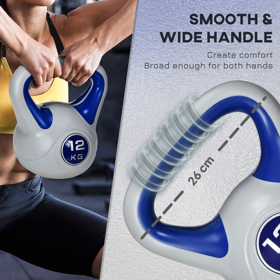 image 1 of SPORTNOW 12kg Kettle Bell with Handle for Home Gym, Dark Blue and Grey | Blue | Blue
