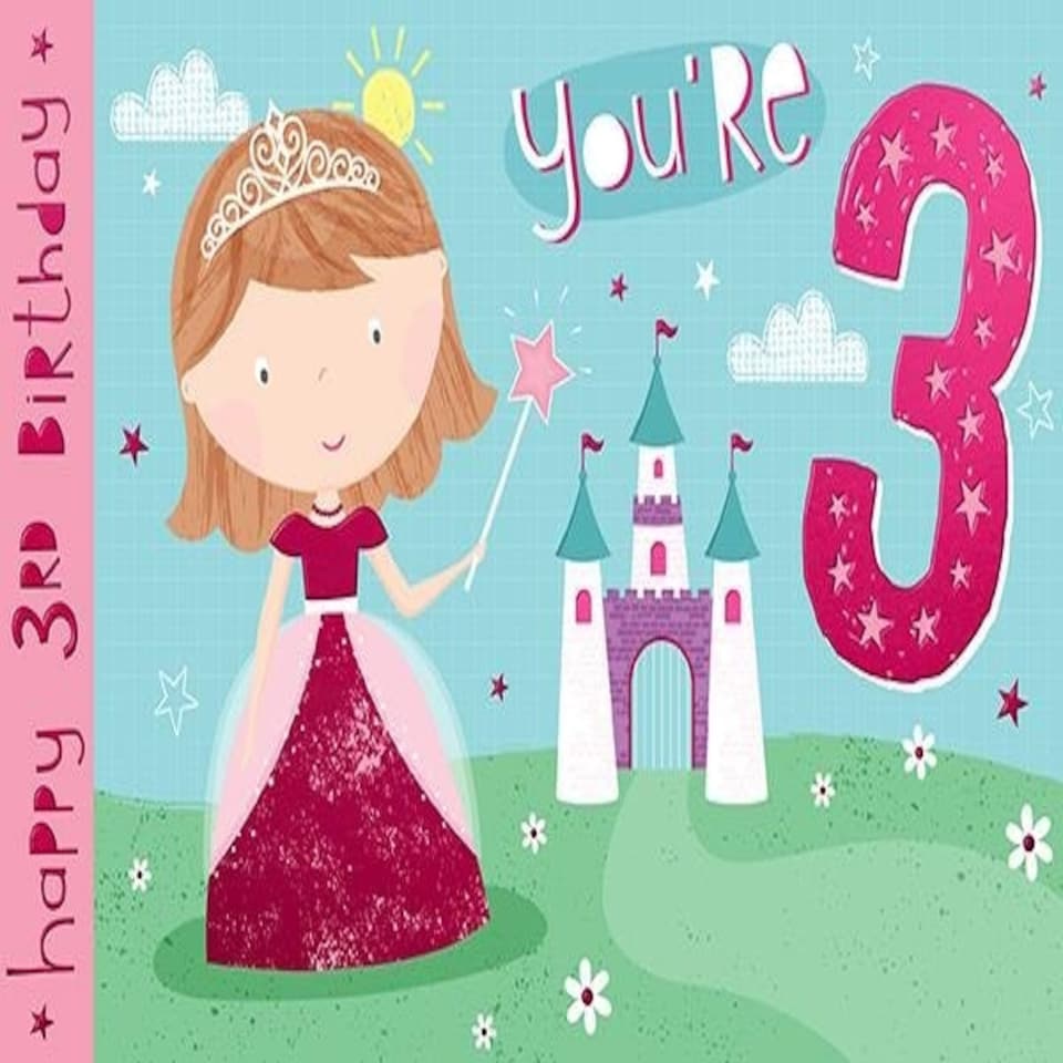 Words 'n' Wishes Traditional Age 3 Girl Birthday Card
